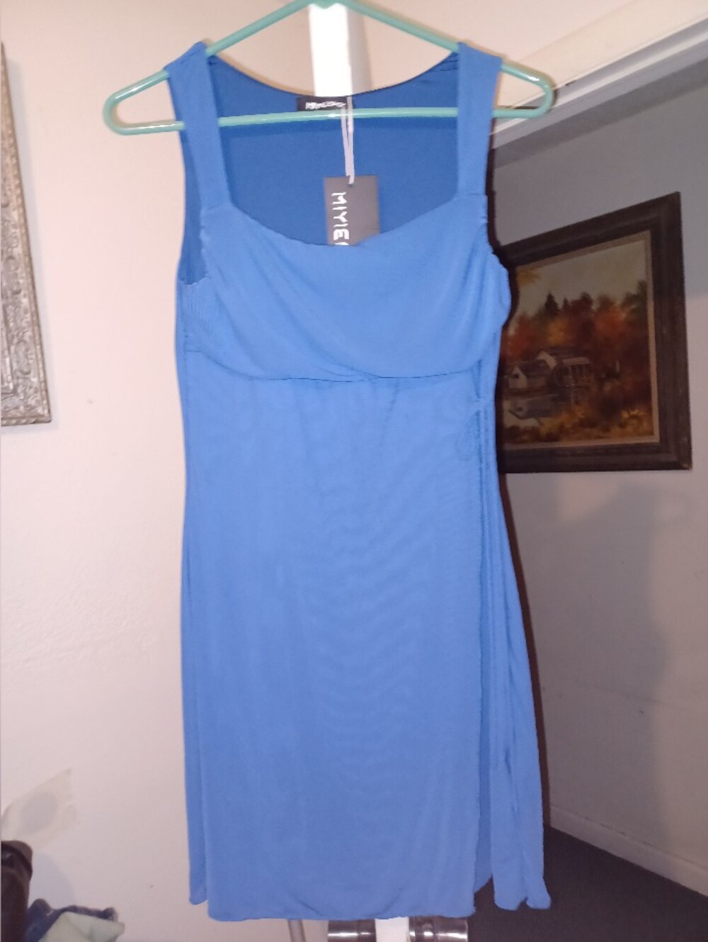Miyieonz Blue Sleeveless Square Neck Dress Size M